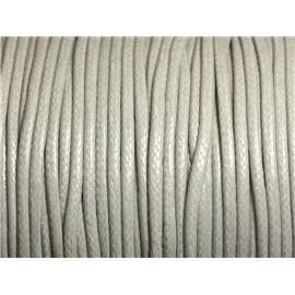 5 meters - Coated waxed cotton cord Round 1.5mm Light gray Pearl - 8741140014862 