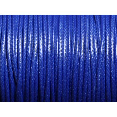 5 Mètres - Fil Corde Cordon Coton Ciré 1mm Bleu Roi - 8741140014848