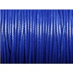 5 Mètres - Fil Corde Cordon Coton Ciré 1mm Bleu Roi - 8741140014848