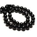 10pc - Perles de Pierre - Onyx Noir Mat sablé givré Ciré Boules 8mm - 8741140014787 