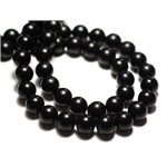 10pc - Perles Pierre - Onyx Noir Boules 8mm Mat Sablé Givré Ciré - 8741140014787