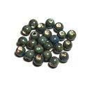 10pc - Perles Céramique Porcelaine Boules 6mm Bleu Turquoise tacheté - 4558550005229 