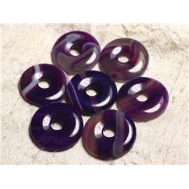 1pc - Perle Pendentif Pierre - Rond Cercle Anneau Donut Pi 30mm - Agate violette - 4558550007797