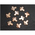 10pc - Perles Breloques Pendentifs Nacre Croix 12mm Orange Capucine Pastel - 4558550012227