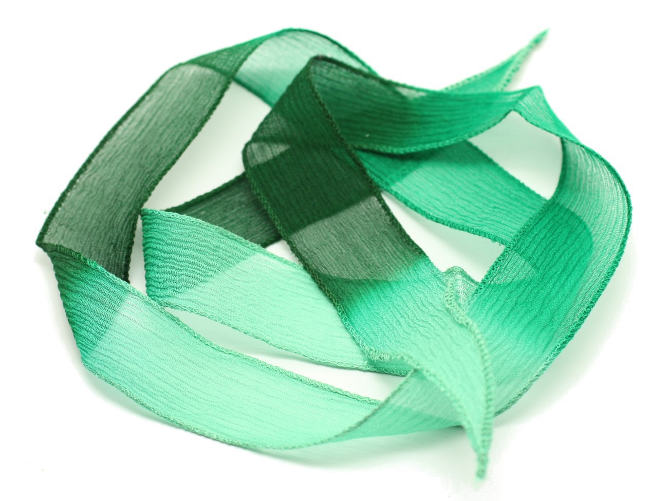 1pc - Collier Ruban Soie teint à la main 85 x 2.5cm Vert Menthe Sapin (ref SOIE164)   4558550001740 