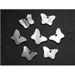 10pc - Perles Breloques Pendentifs Nacre Papillons 20mm Gris Noir - 4558550013101 