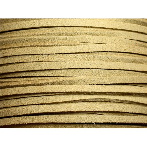 5 mètres - Cordon Lanière Suédine 3x1.5mm Beige Ecru   4558550002044 