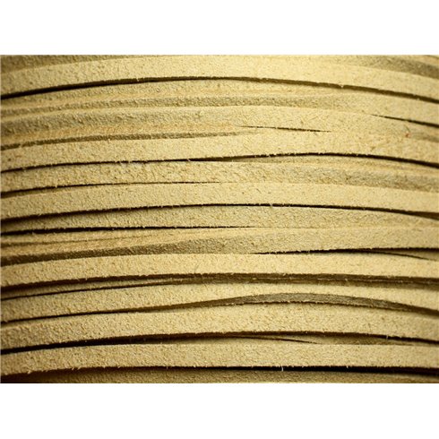 5 mètres - Cordon Lanière Suédine 3x1.5mm Beige Ecru   4558550002044 