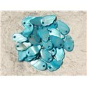 10pc - Perles Breloques Pendentifs Nacre Feuilles ailes 16mm Bleu Turquoise - 4558550000286 