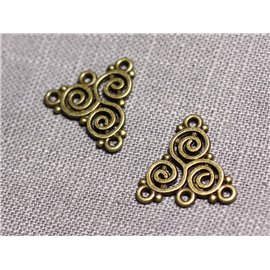 10pc - Conectores Colgantes Pendientes Triángulos de Metal Bronce Espirales 19mm - 4558550095244 