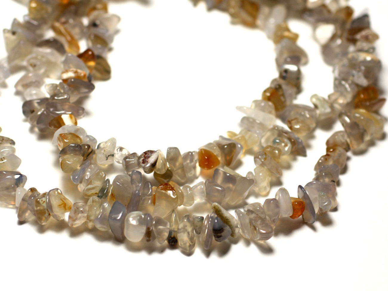 150pc env- Perles de Pierre - Agate grise naturelle Rocailles Chips 4-10mm - 8741140014381 