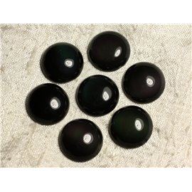 1pc - Stone Cabochon - Black Obsidian and Rainbow Round 20mm 4558550007421 