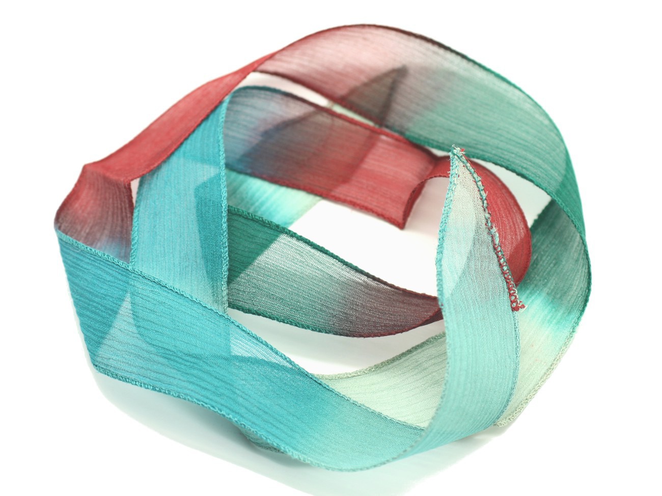 1pc - Collier Ruban Soie teint à la main 85 x 2.5cm Bleu Turquoise, Paon, Rouge Bordeaux (ref SOIE180)  4558550001832 