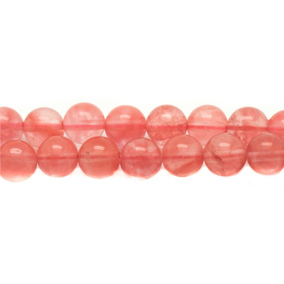 6pc - Perles de Pierre - Quartz Cerise Boules 12mm   4558550001351 