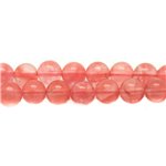 6pc - Perles de Pierre - Quartz Cerise Boules 12mm   4558550001351 