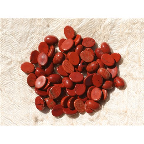 2pc - Cabochons de Pierre - Jaspe Rouge Ovale 8x6mm -  4558550016843 