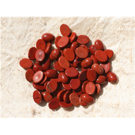 2pc - Cabochons Pierre Jaspe Rouge Ovales 8x6mm rouge marron brique - 7427039741859