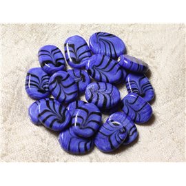 6pc - Glass Beads Oval 18x13mm Royal Blue - 4558550005120 