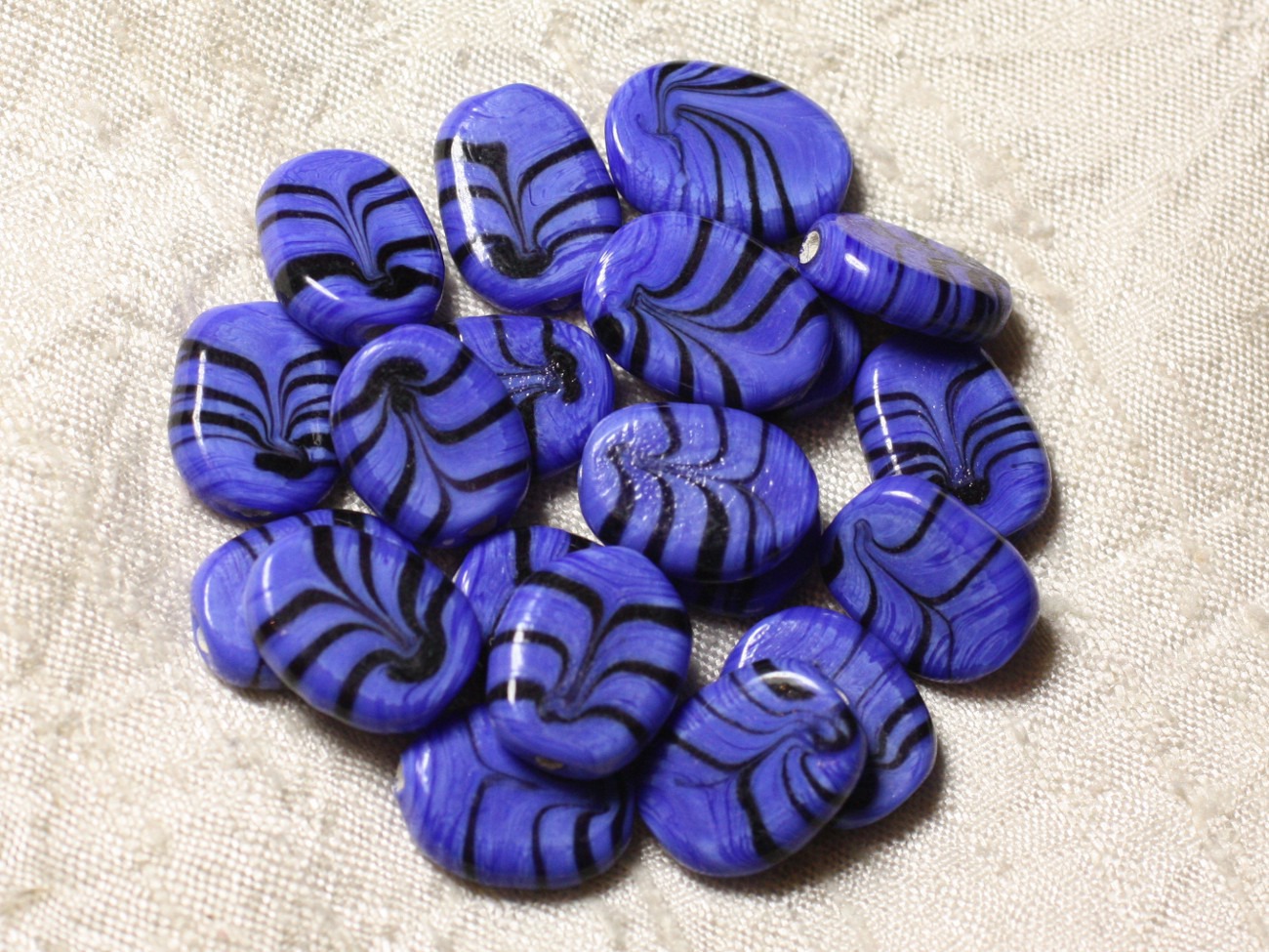 6pc - Perles en Verre Ovales 18x13mm Bleu Roi -  4558550005120 