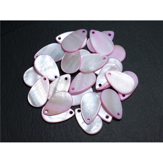 10pc - Perles Breloques Pendentifs Nacre - Gouttes 19mm Rose clair pastel - 4558550004925 