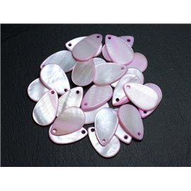 10pc - Pearl Charms Pendants Mother of Pearl - Drops 19mm Light pastel pink - 4558550004925 