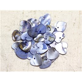 10st - Parel Bedels Hangers Parelmoer Hartjes 18mm Pastel Blauw Lavendel - 4558550039934 