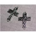 2pc - Grands Connecteurs Pendentifs Boucles d'oreilles Métal Argenté Croix Celtique Arabesques 42mm - 4558550095374 