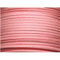 5 metres - Corde Cordon Laniere Suedine Daim 3mm Rose Corail Peche Pastel - 4558550004772