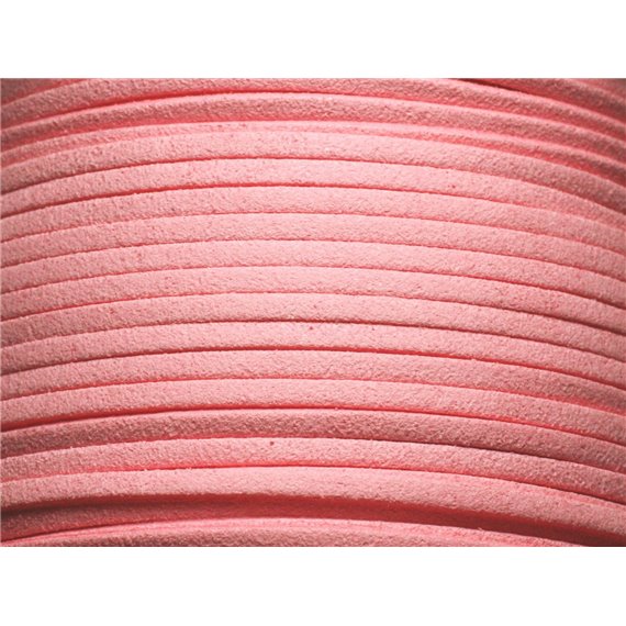 5 mètres - Cordon Lanière Suédine 3x1.5mm Rose Pêche   4558550004772 