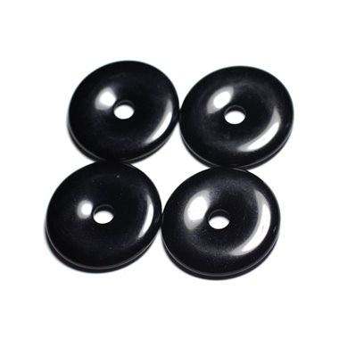 1pc - Pendentif Pierre - Obsidienne noire Rond Cercle Donut Pi 40mm - 4558550091437