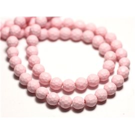 10pc - Perles Nacre naturelle Boules facettées 6mm rose clair pastel - 8741140014459 