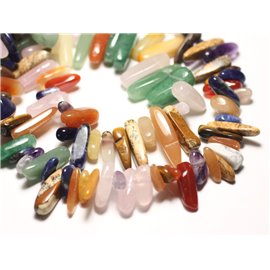 20pc - Stone Beads - Mixed Multi Stone Seed Beads Chips Sticks 8-20mm - 8741140014541 