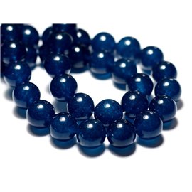 4pc - Stone Beads - Jade Balls 14mm Blue Green Peacock Duck - 8741140014732 