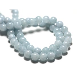 10pc - Stone Beads - Jade Balls 8mm Light Blue Pastel - 8741140014749 