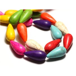 4pc - Perline di pietra - Gocce di turchese ricostituito sintetico 25mm Multicolore - 8741140014756 
