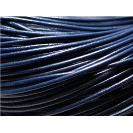 Madeja 90 metros - Cordón de cuero redondo genuino 2mm azul marino - 8741140014701 