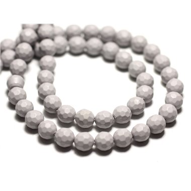 10pc - Perles Nacre naturelle Boules facettées 6mm gris perle pastel - 8741140014442 