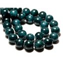 10pc - Perles de Pierre - Jade Boules 12mm Bleu vert Paon Canard -  8741140014565 