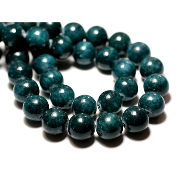 10pc - Perles de Pierre - Jade Boules 12mm Bleu vert Paon Canard -  8741140014565 