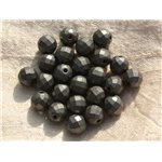 10pc - Perles Pierre - Hematite Boules Facettées 6mm Gris Argenté Mat Sablé Givré - 8741140014763