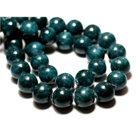 4pc - Stone Beads - Jade Balls 14mm Blue Green Peacock Duck - 8741140014572 