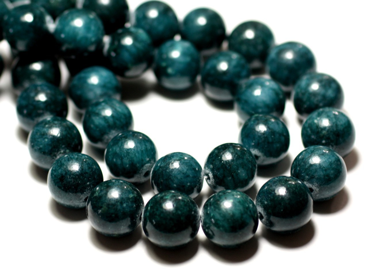 4pc - Perles de Pierre - Jade Boules 14mm Bleu vert Paon Canard -  8741140014572 