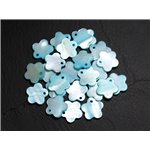 10pc - Perles Breloques Pendentifs Nacre Fleurs 15mm Bleu Turquoise Pastel -  4558550039996 