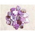10pc - Perles Breloques Pendentifs Nacre Coeurs 18mm Violet Rose -  4558550039958 