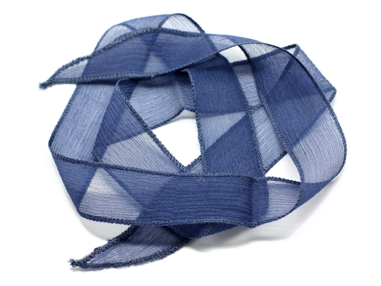 1pc - Collier Ruban Soie teint à la main 85 x 2.5cm Bleu Marine (ref SOIE132)   4558550003096 