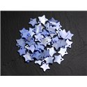 10pc - Pendentifs Breloques Nacre Etoiles 11-12mm Bleu Pastel Lavande - 4558550087836 