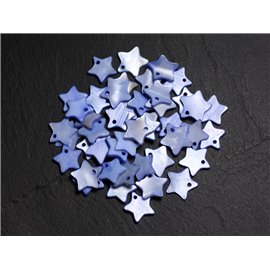 10pc - Mother of Pearl Star Charms Pendants 11-12mm Pastel Blue Lavender - 4558550087836 