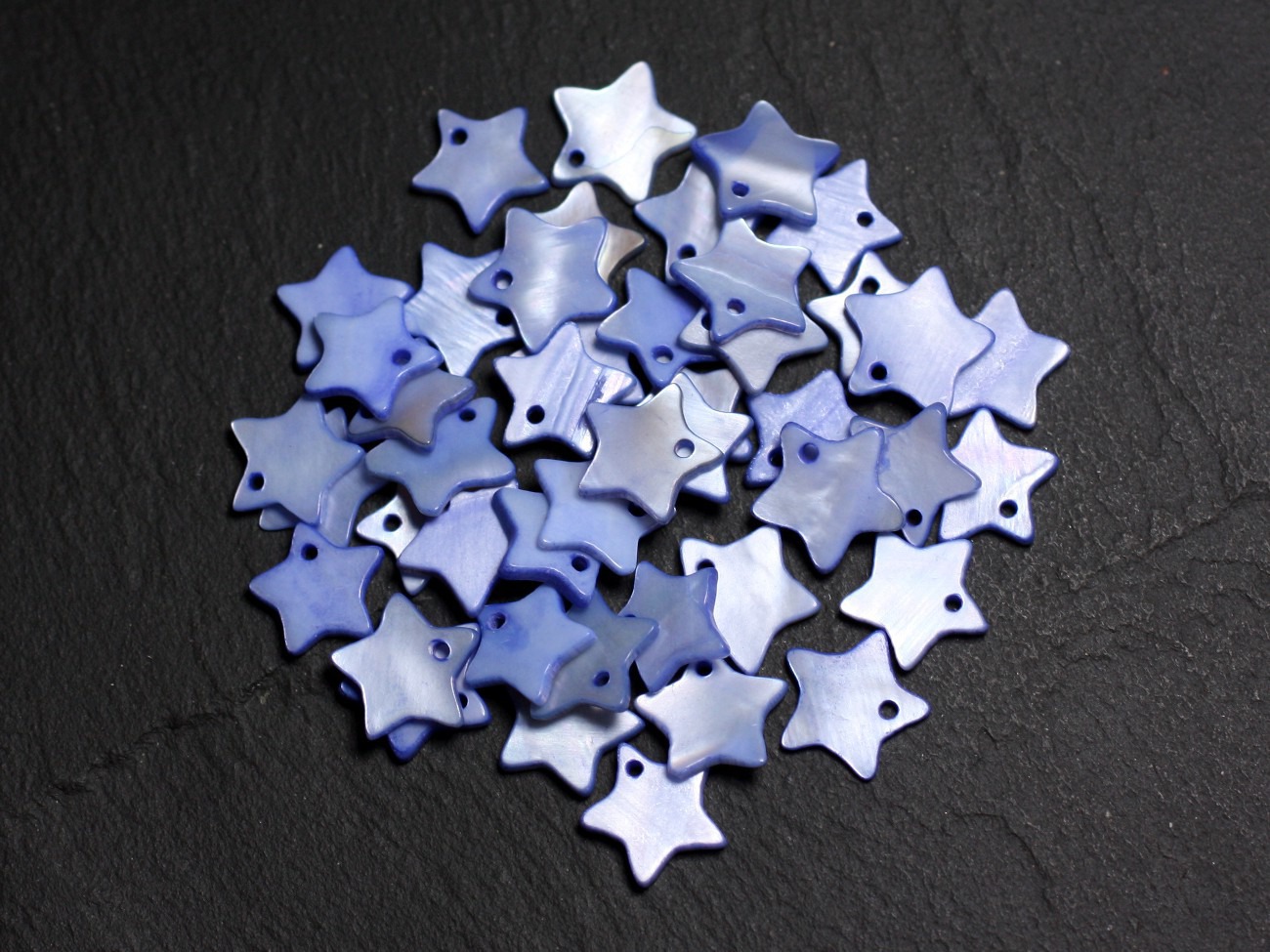 10pc - Pendentifs Breloques Nacre Etoiles 11-12mm Bleu Pastel Lavande - 4558550087836 