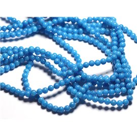 Fil 39cm 92pc environ - Perles Pierre Jade Boules 4mm Bleu Turquoise Ciel Azur