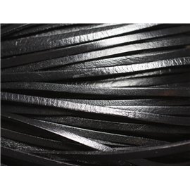 Echeveau 90 metres environ - Corde Cordon Cuir Véritable Lanière plate 3mm Noir - 8741140014671